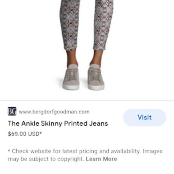 SOLD: 7FAMK Ankle Skinny Printed Geometric Jeans 7 For All Mankind 27 Pattern - Picture 5 of 13